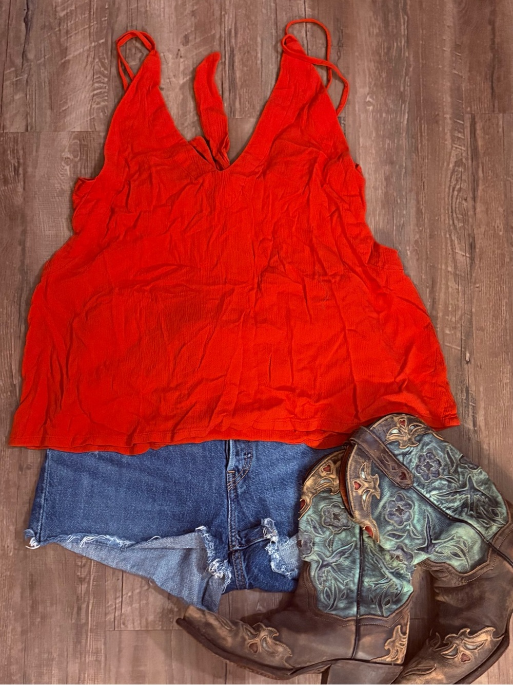 Lulu's Orange Knot-Back Tank Top